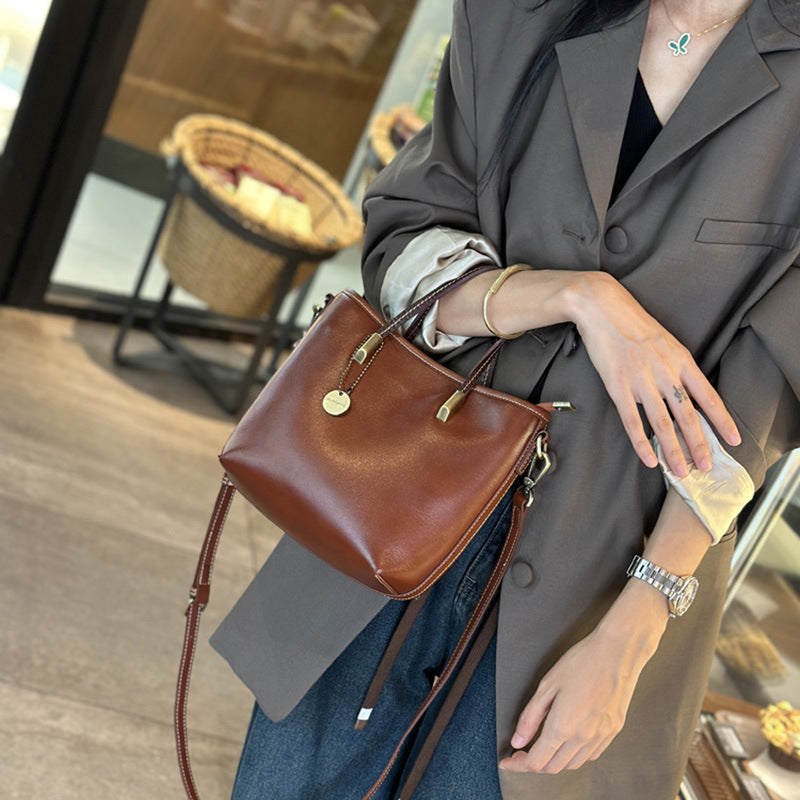 Genuine Leather Mini Tote Shoulder Bag
