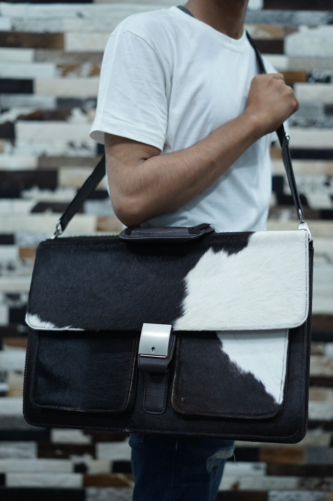 Real Cowhide Office Briefcase Bag