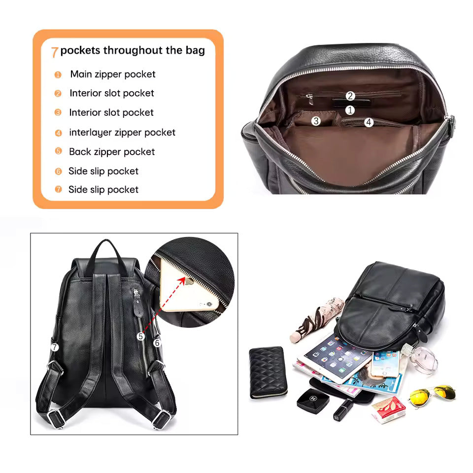 Genuine Leather Women Backpack