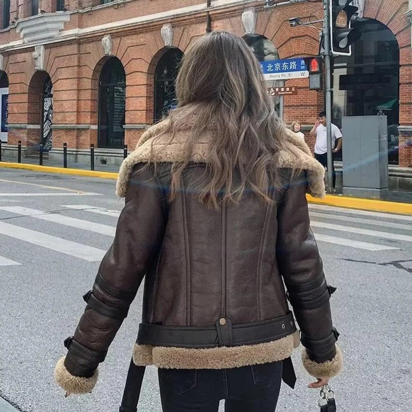 Women's Lambskin Leather Aviator Bomber Jacket