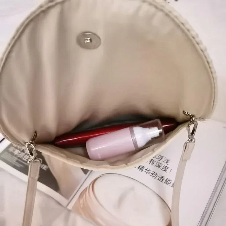Braided Straw Crossbody Shell Bag