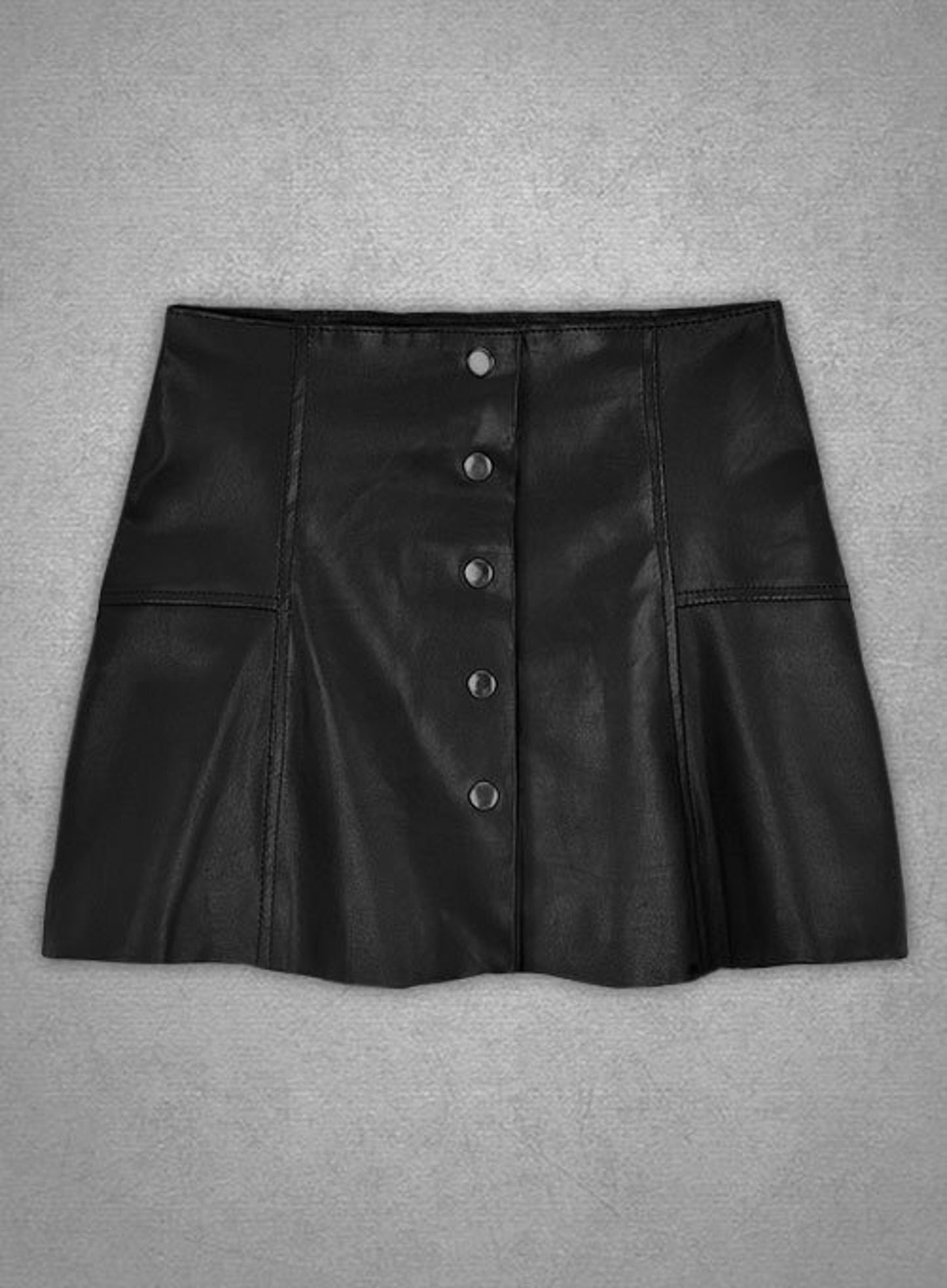 Women Real Black Leather Mini Skirt