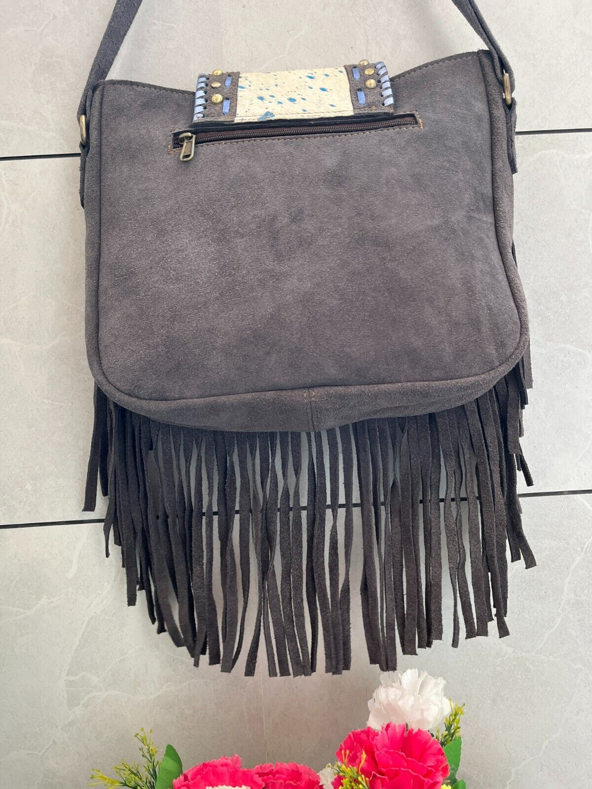 Metallic Cowhide Crossbody Purse