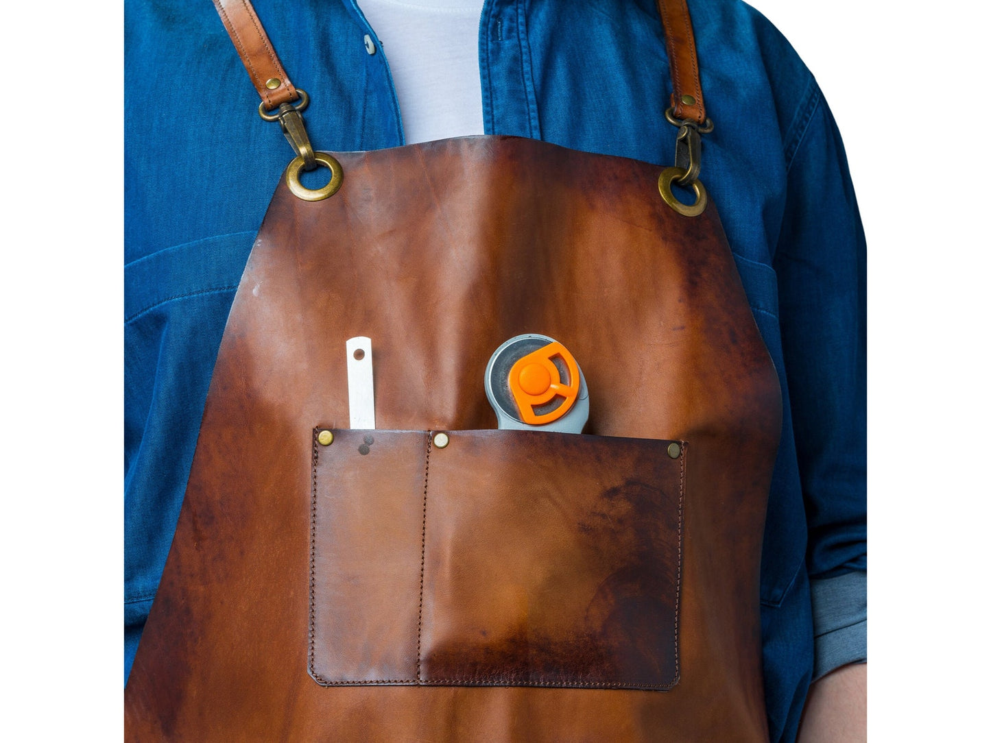 Genuine Leather Brown Woodworking Apron