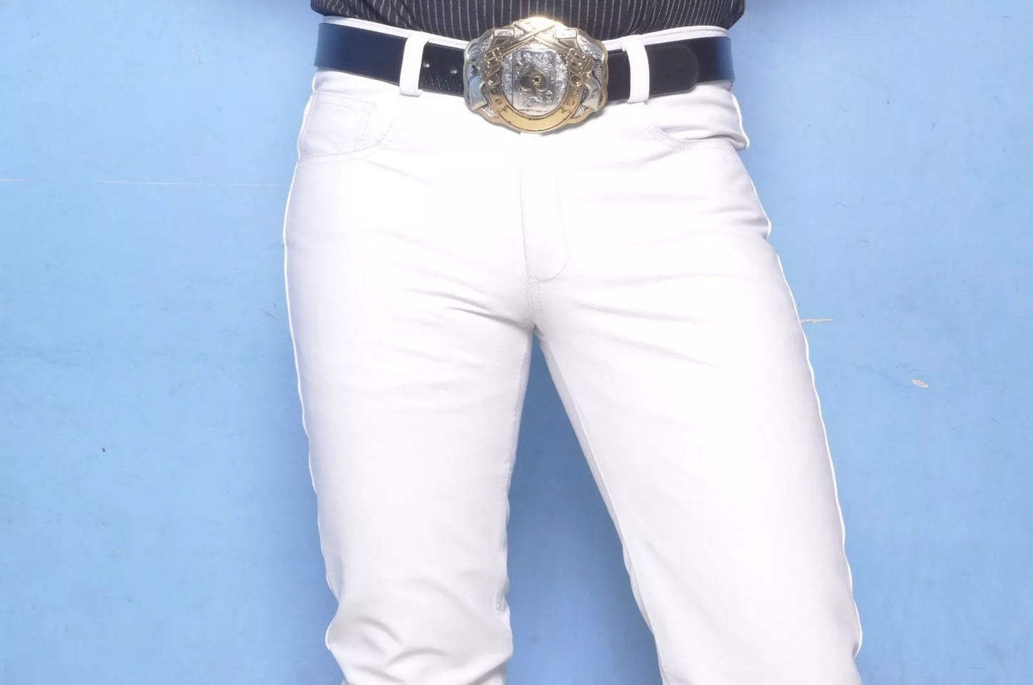 Men's White Leather Pant Lambskin trousers