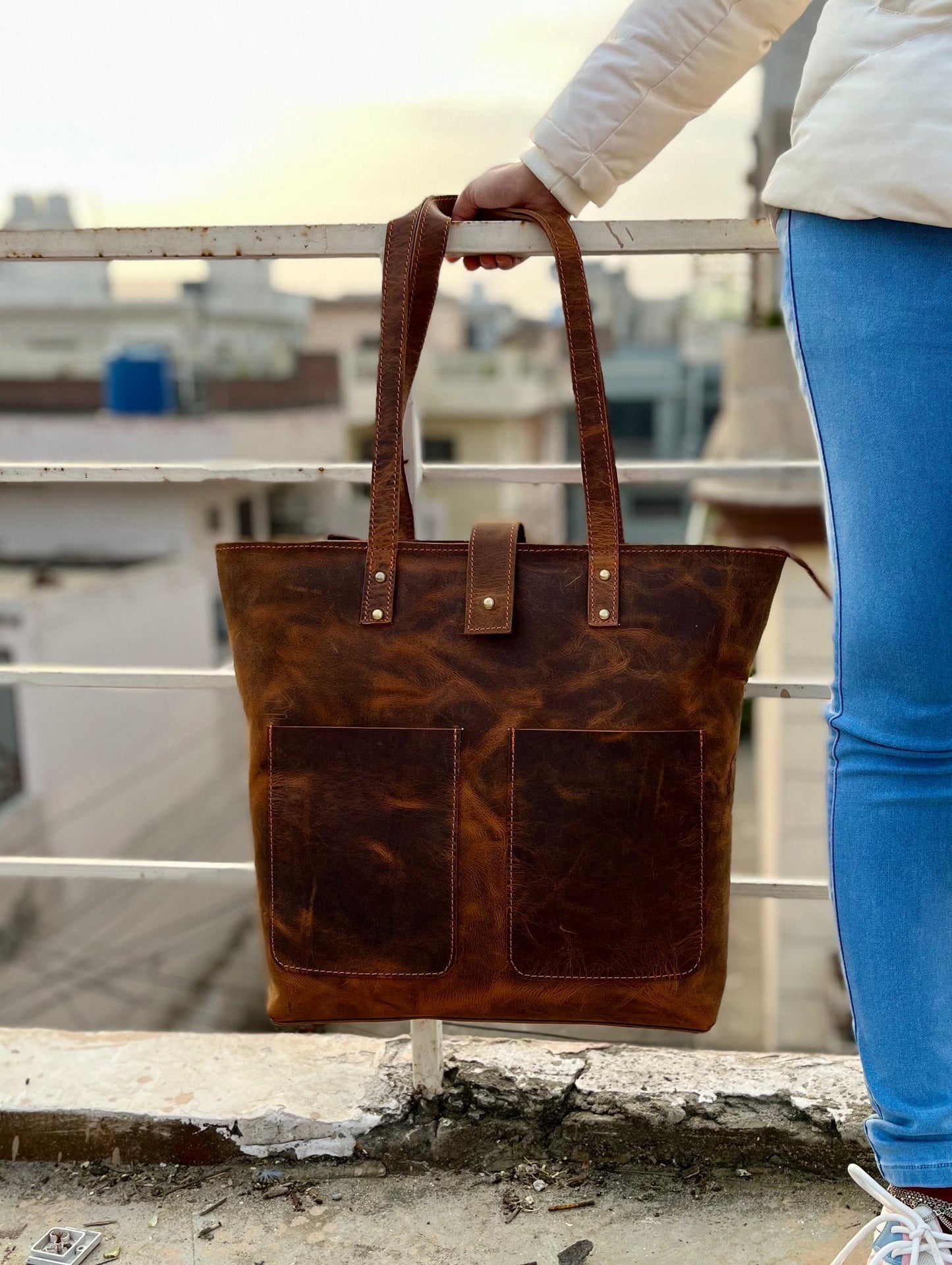women's leather tote bags