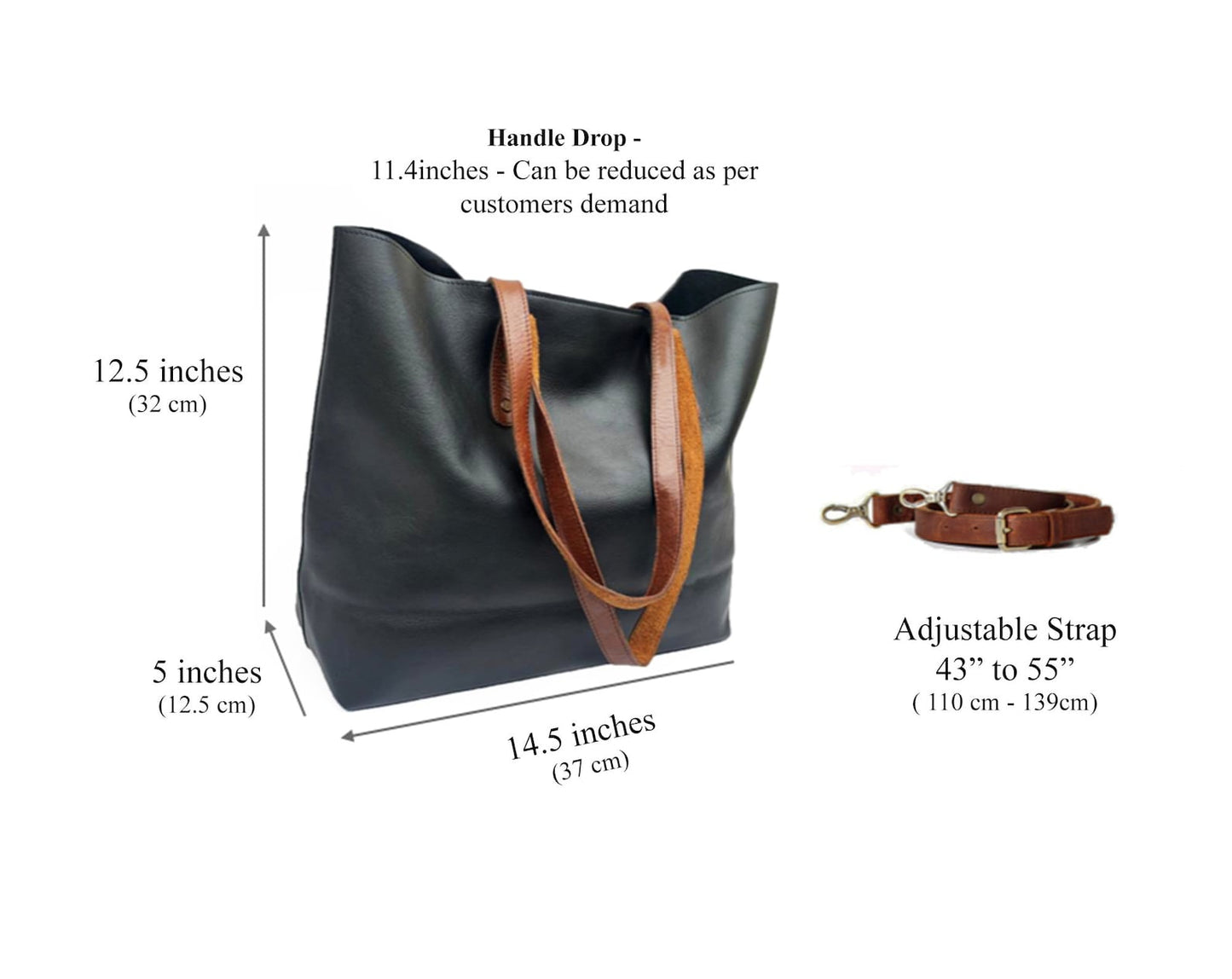 Genuine leather tote bag for mom