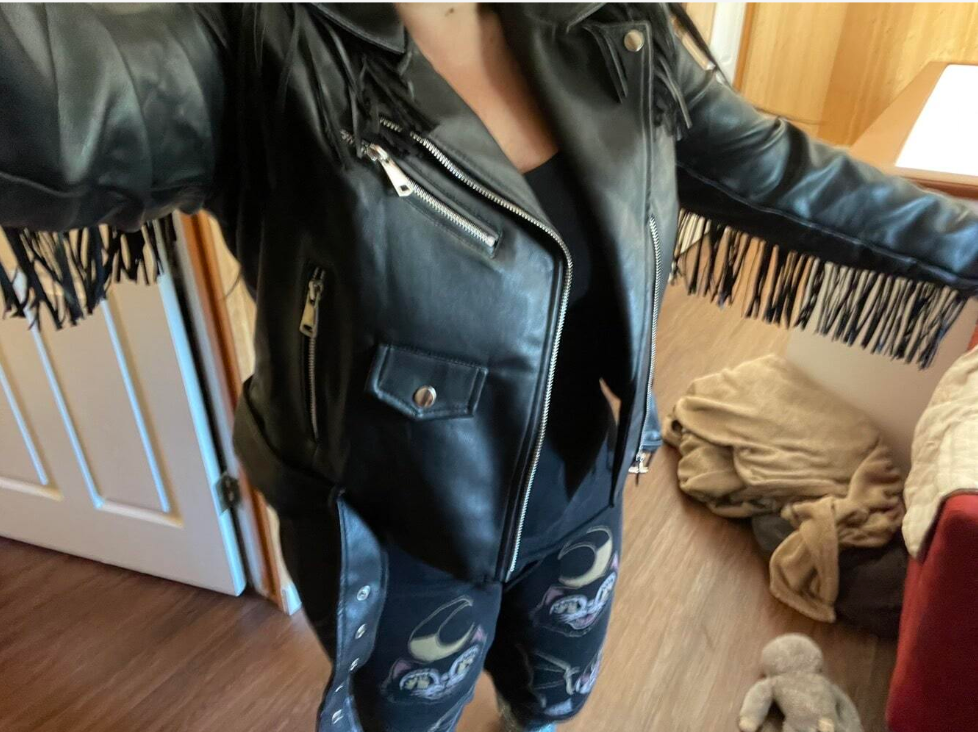 Slim Fit Women's Leather jacket With Fringes