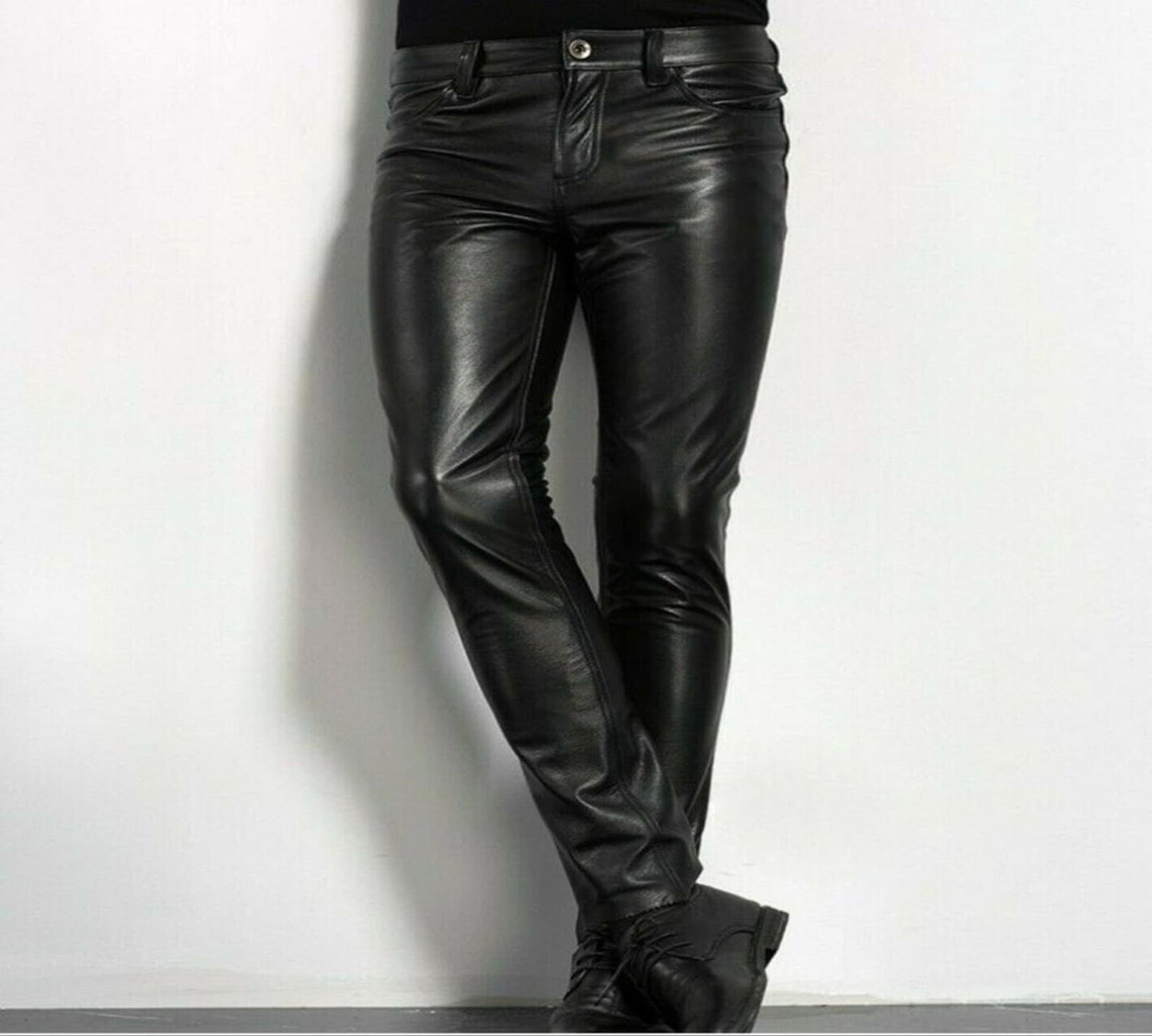 Men Leather Pant Trousers for Biker