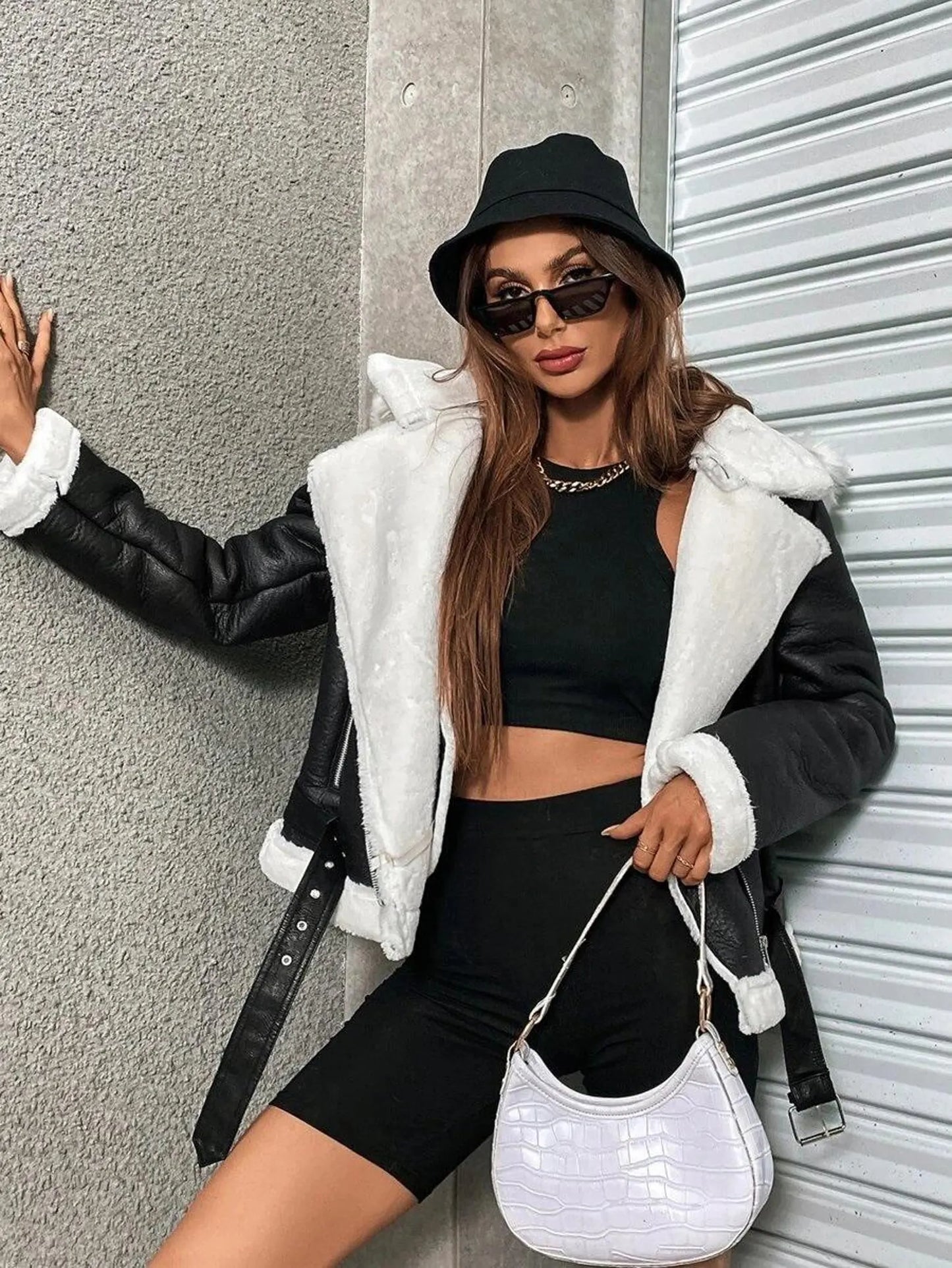 women's black flight leather jacket with fur