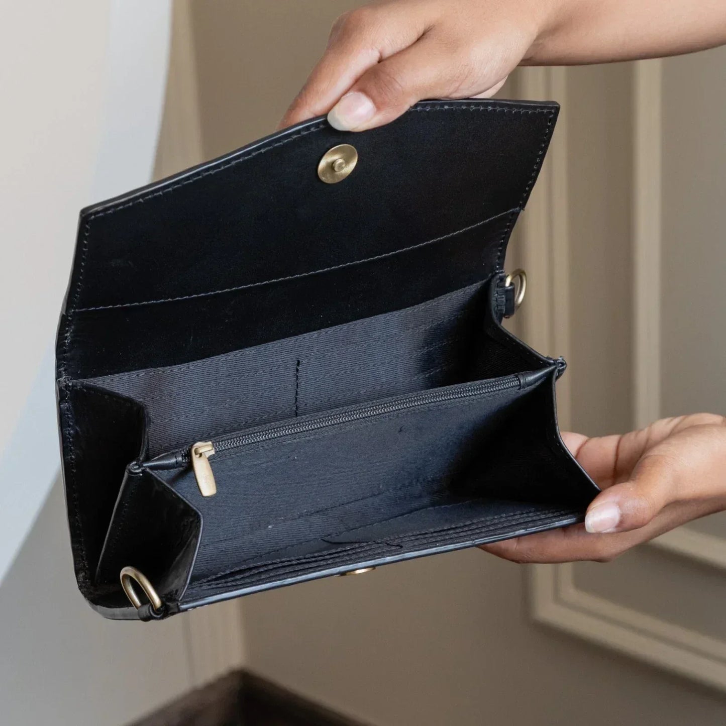 hand tooled leather clutch purse