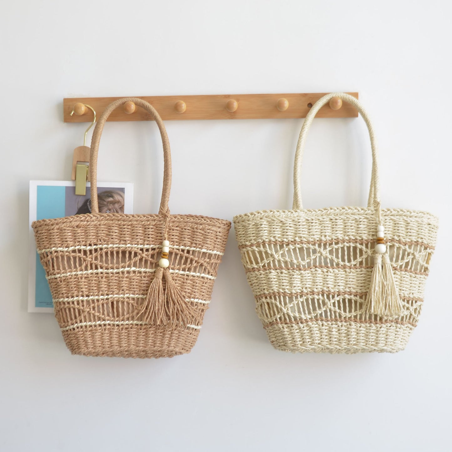 hand woven large straw bag tote purse