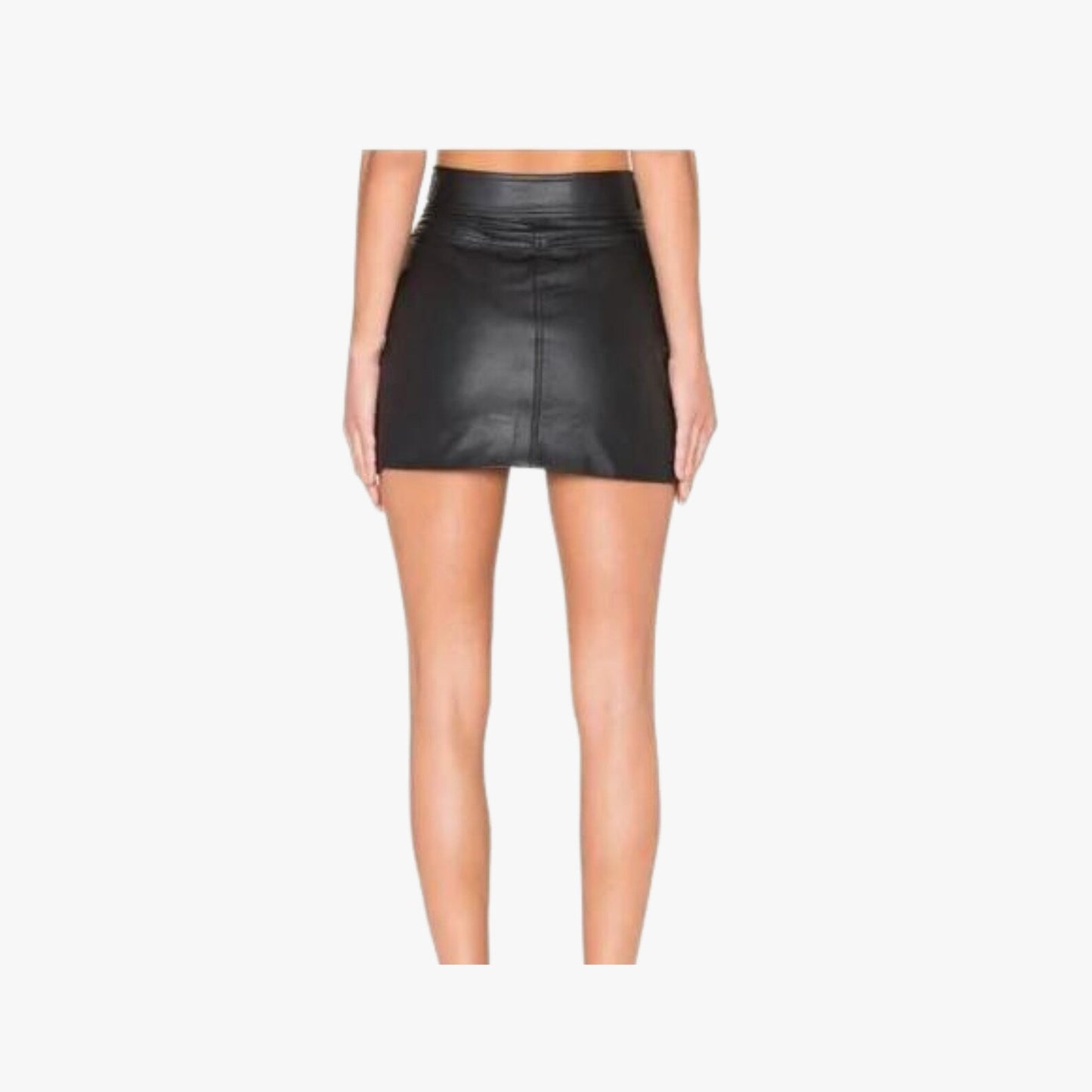 Genuine Leather Skirt with Asymmetrical Cut