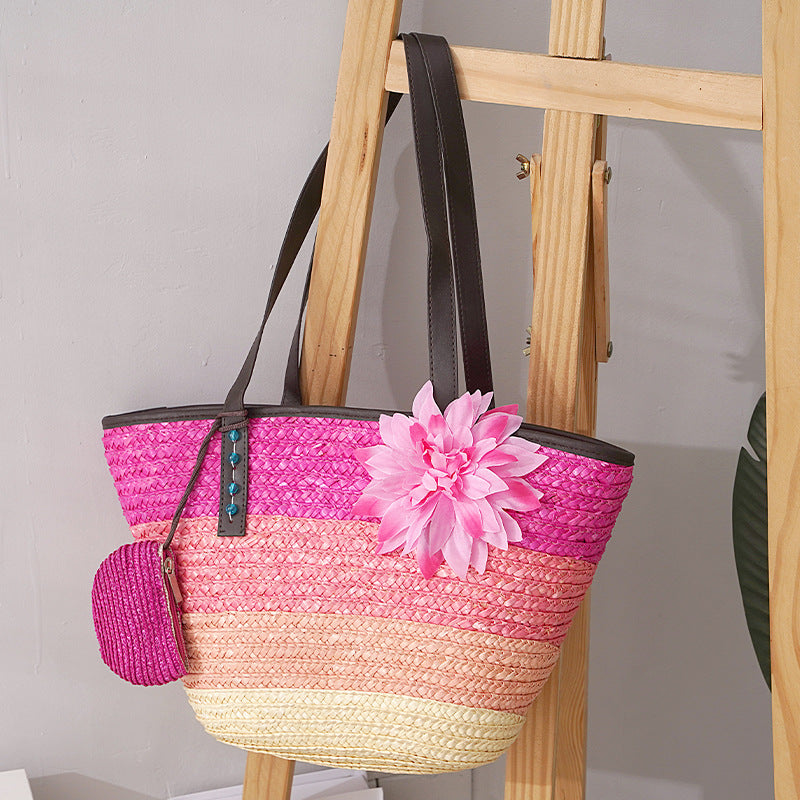 Summer Straw Large Shoulder Purse