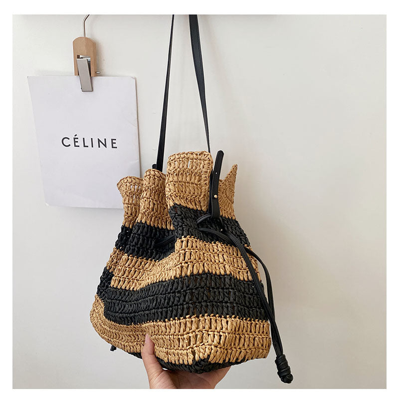 striped straw crochet bags for summer beaches