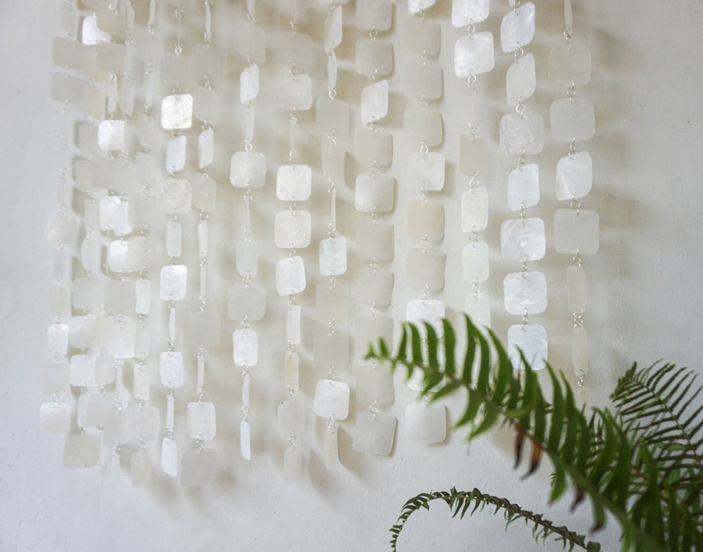 Square White capiz shell wall hanging