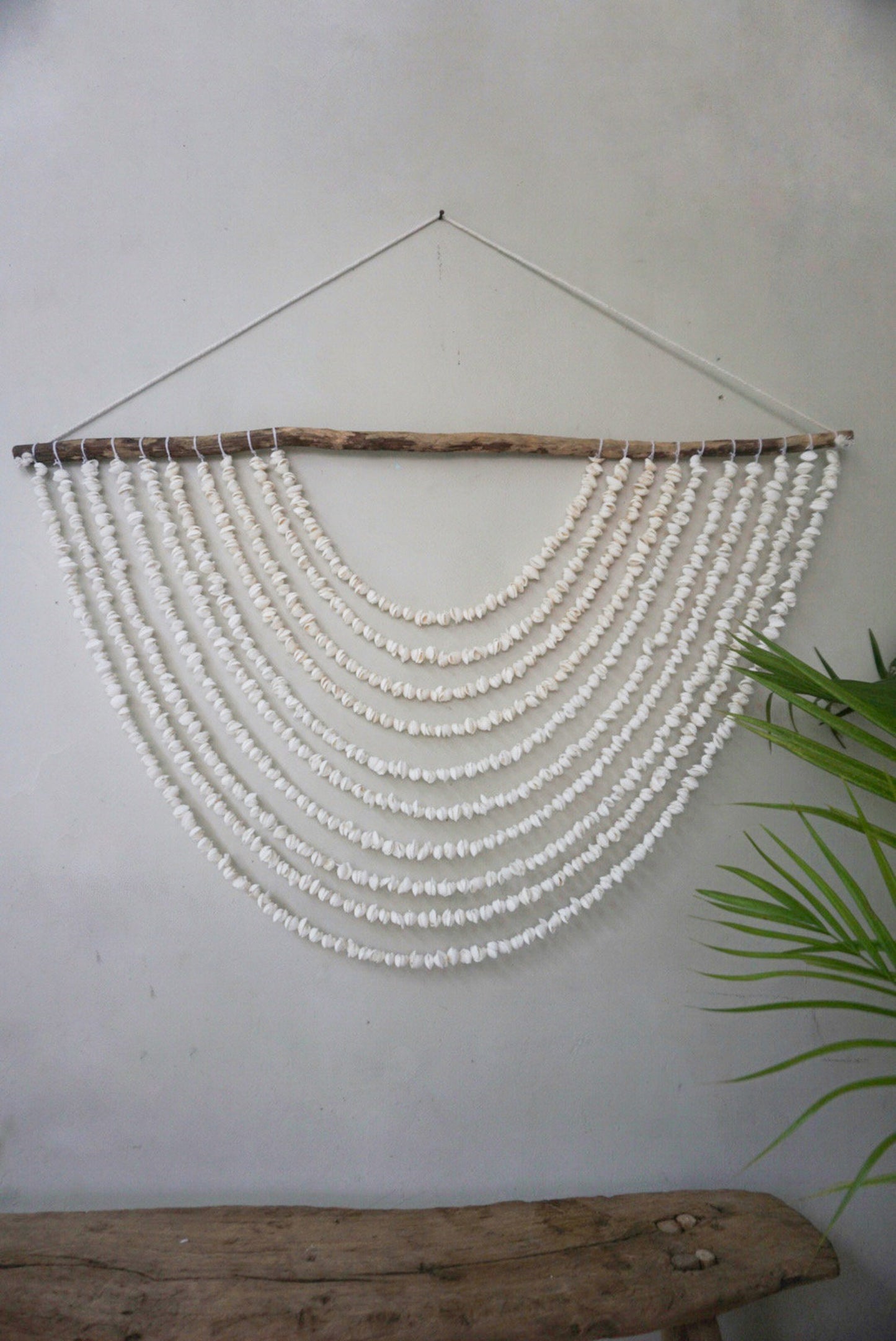 Large White shell boho hanging decor