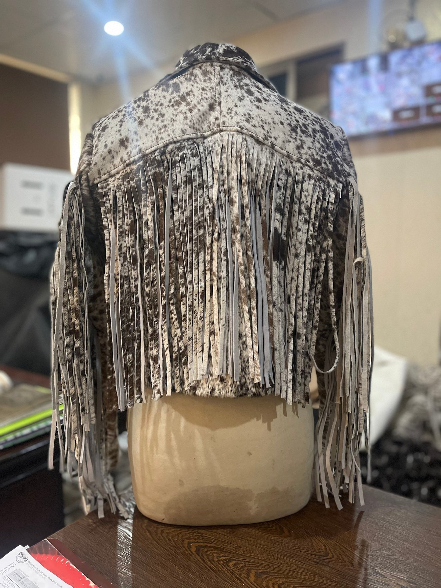 Speckled Cow Skin Fur Jacket
