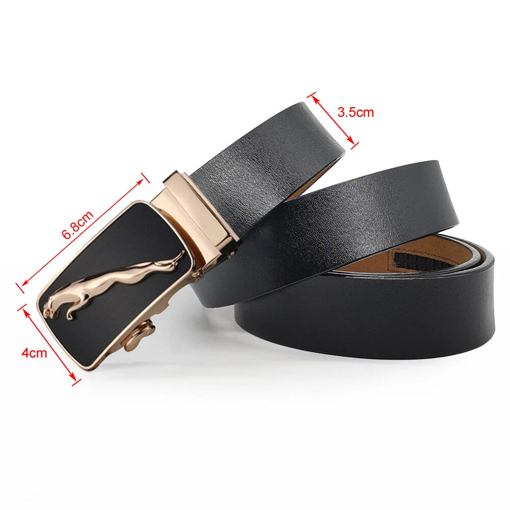Sleek Panther Design Casual Leather Belt For Men