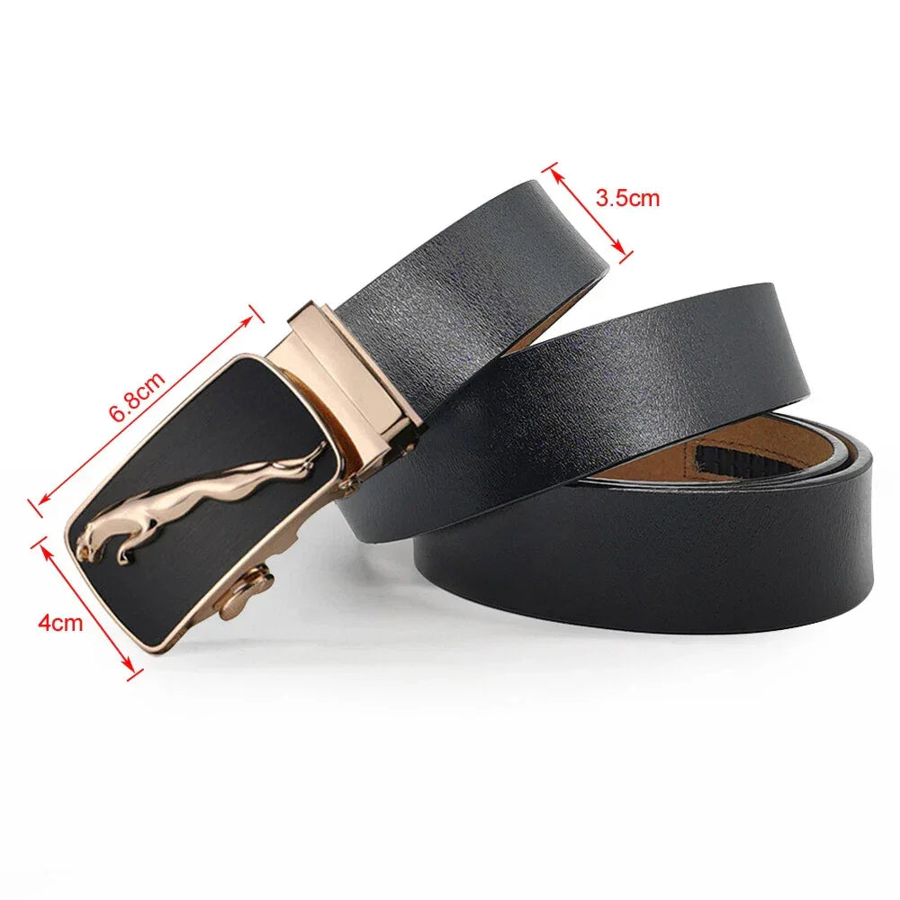 Sleek Panther Design Casual Leather Belt For Men