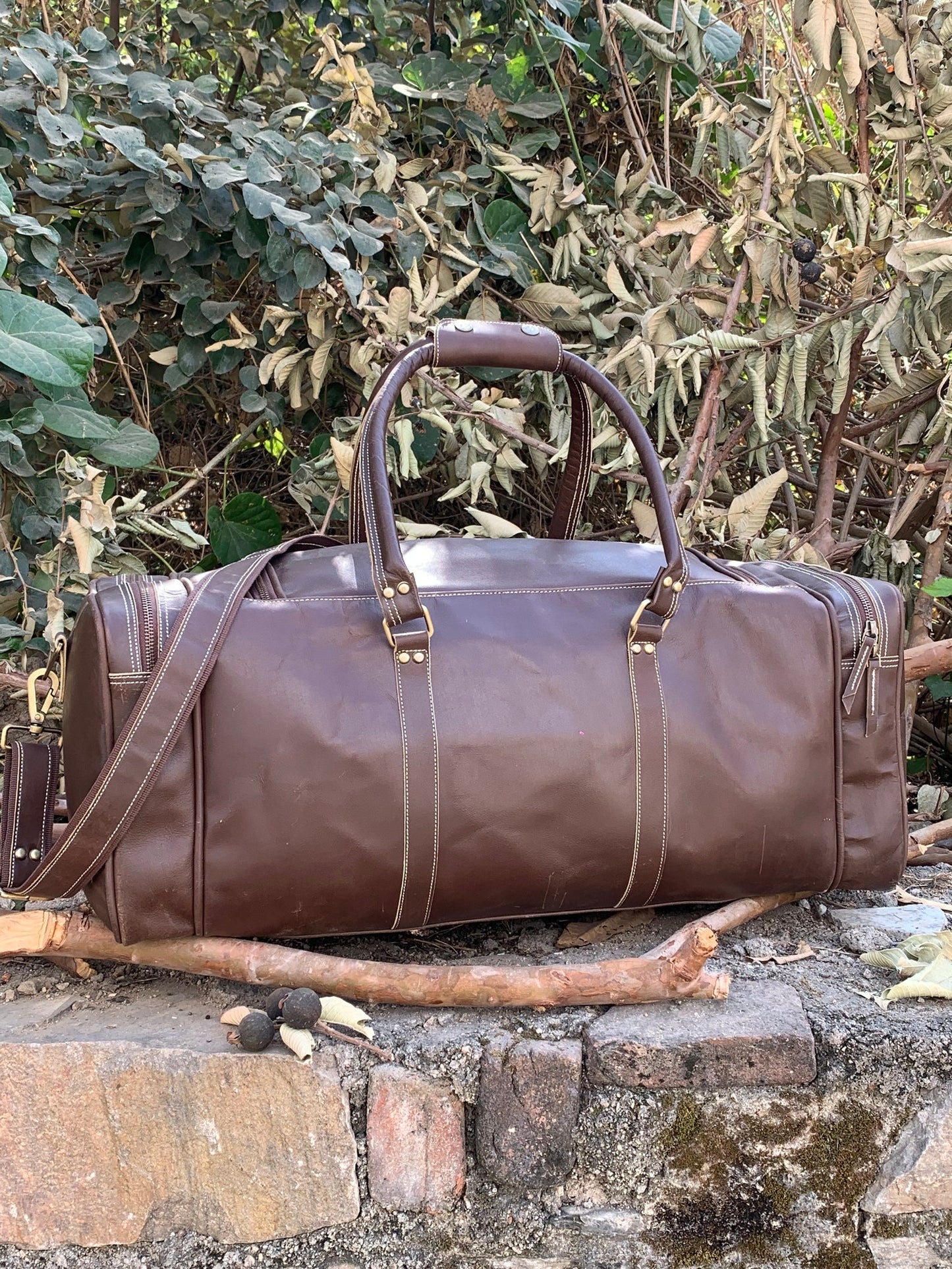 Extra Large Cowhide Leather Travel Duffle Bag