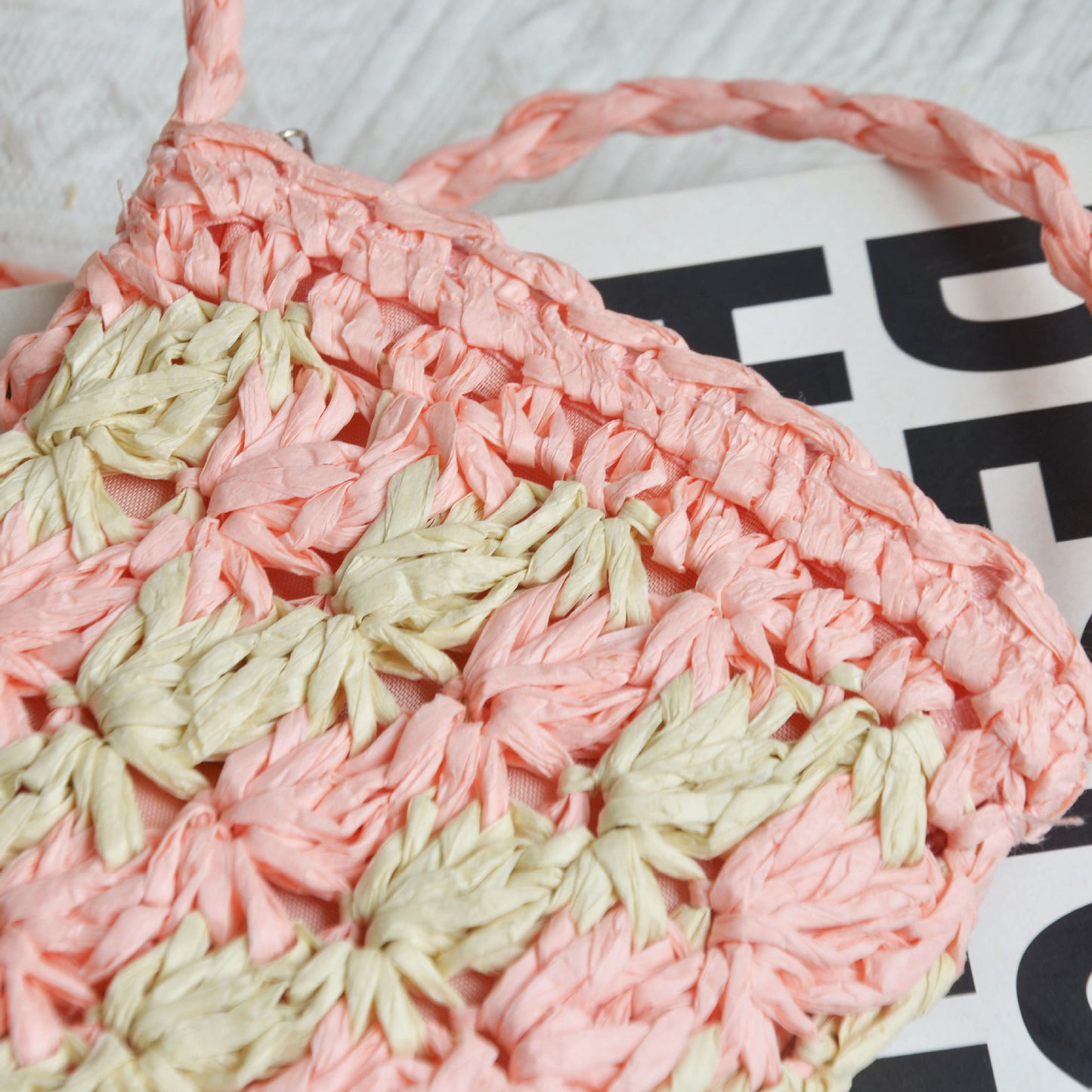 hand woven straw mobile phone bag women