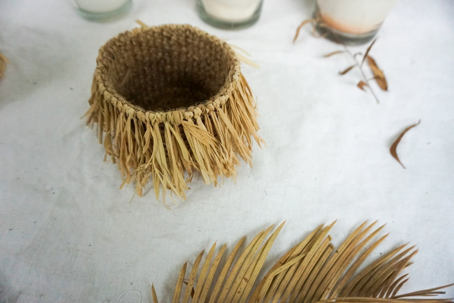 Boho Raffia Crochet candle holder