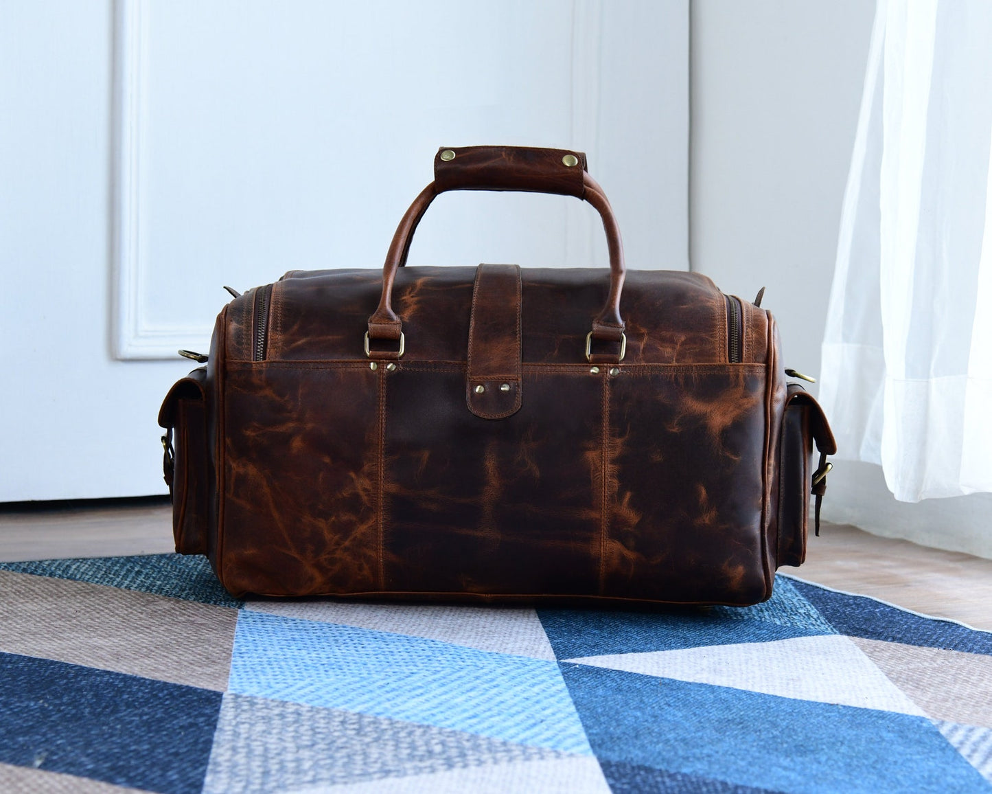 Duffle Bag Waxed Brown Leather