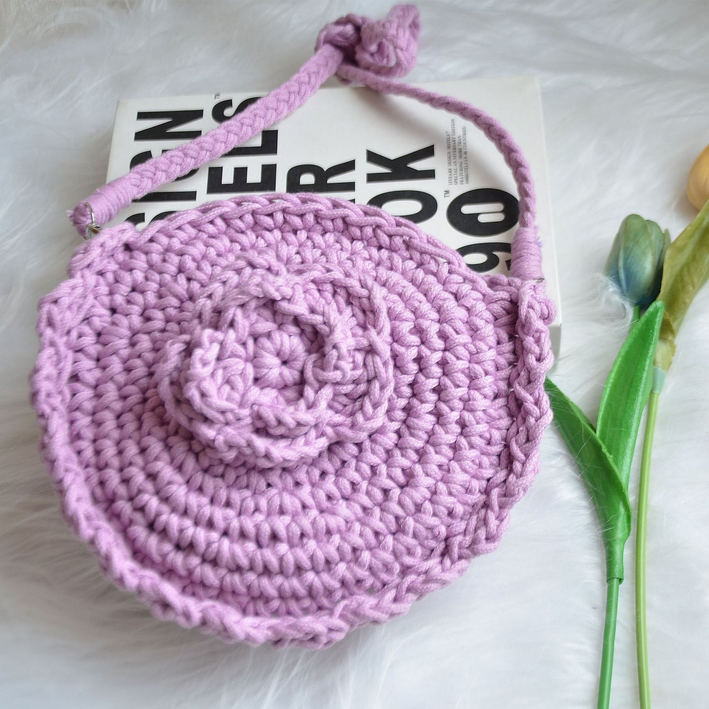 kids cotton crochet crossbody bag