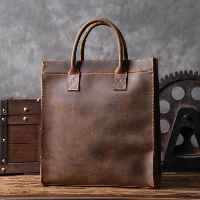 Genuine Real Cowhide Leather Tote Bag