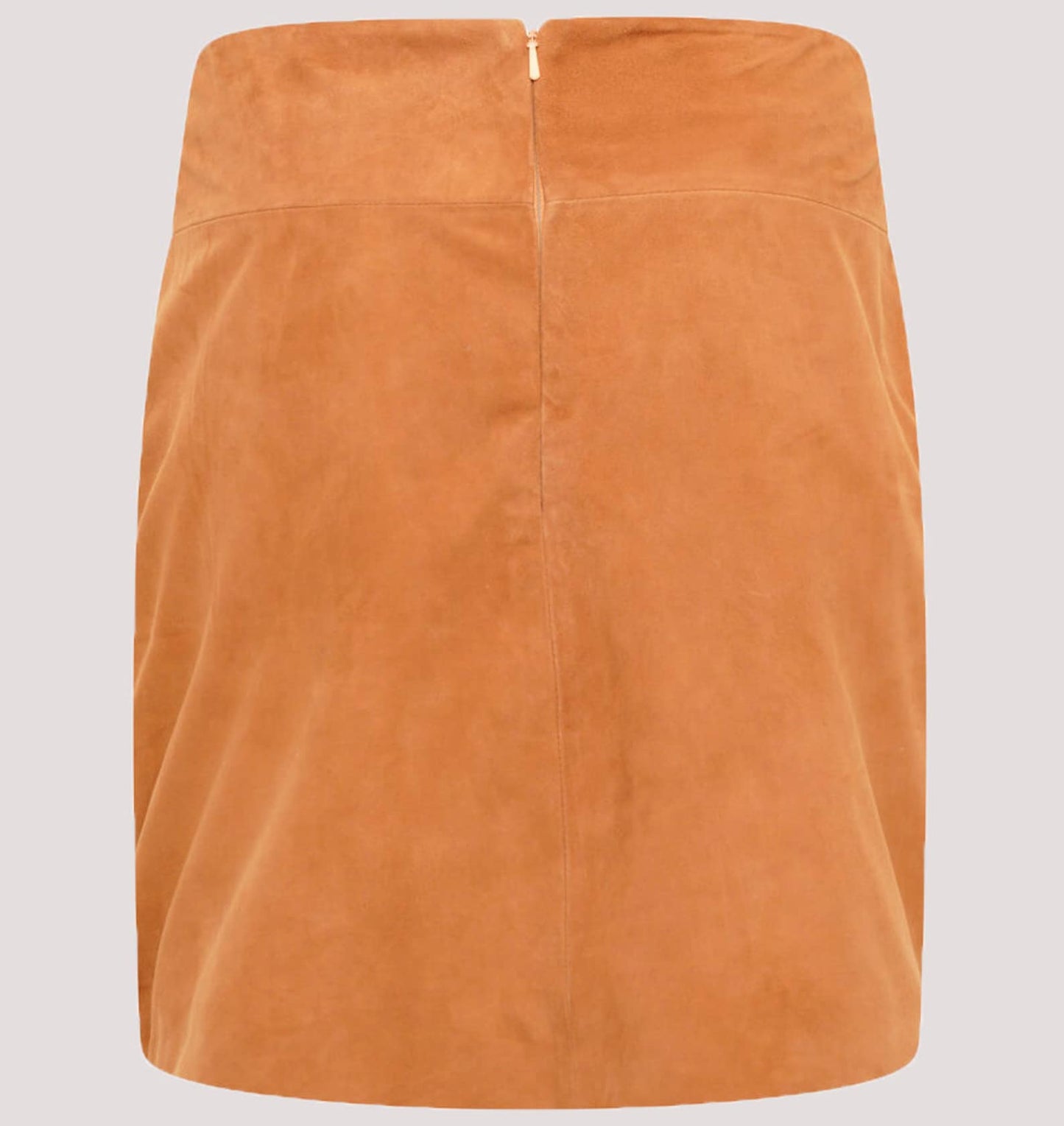 Women Tan Real Suede Leather Mini Skirt