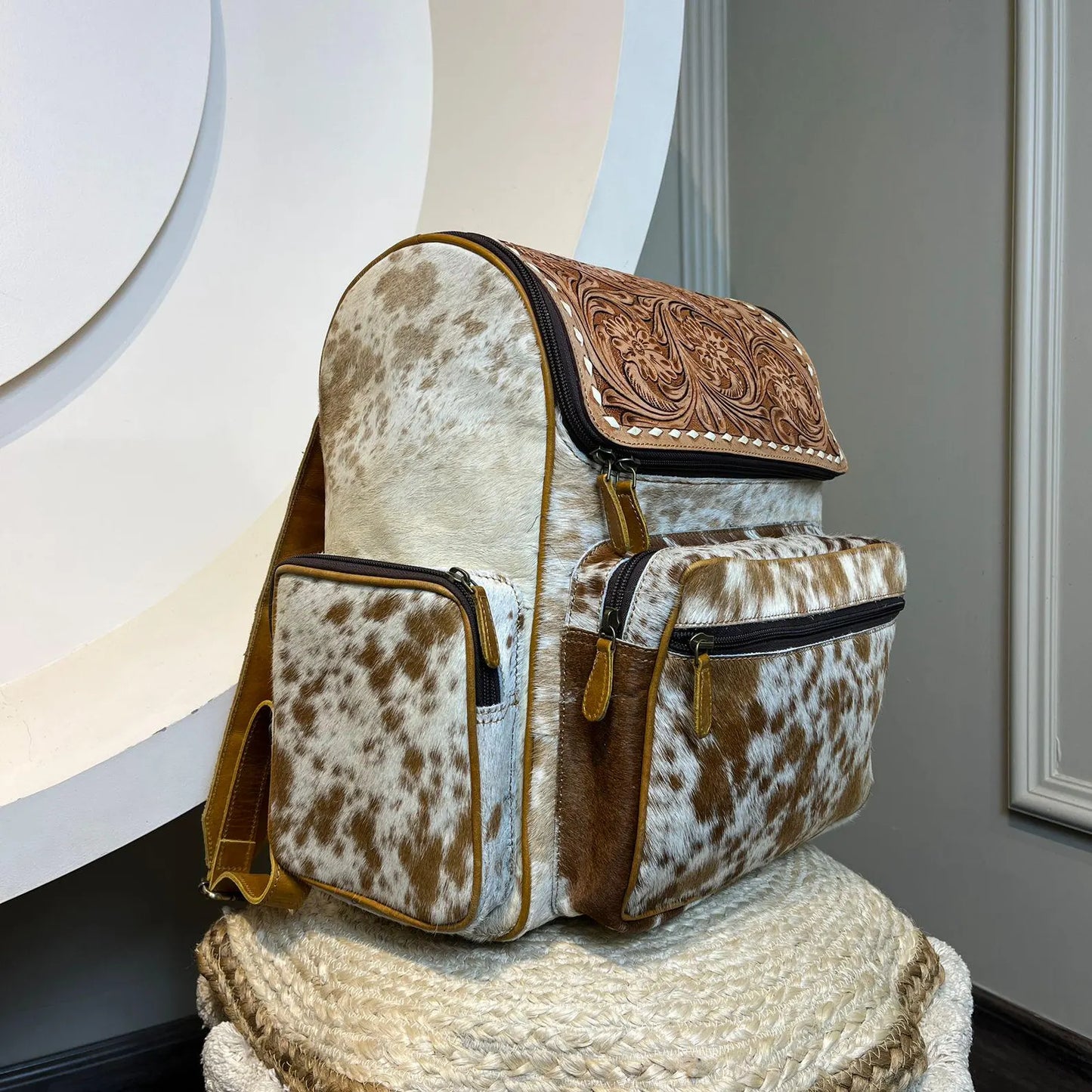 Tooled Hair On Cowhide Backpack