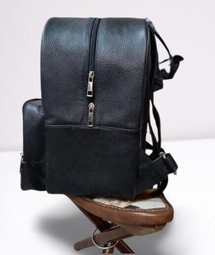 Real Cowhide Black Leather Backpack