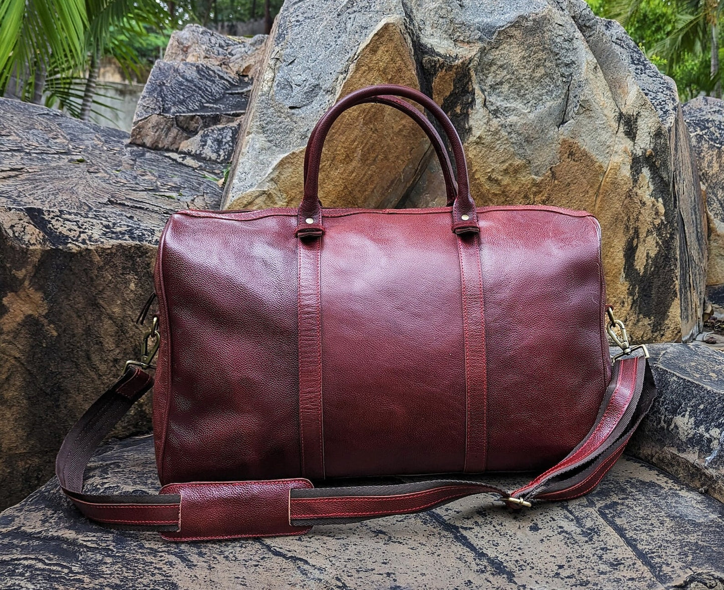 Leather Overnight Travel Duffle Bag for Men