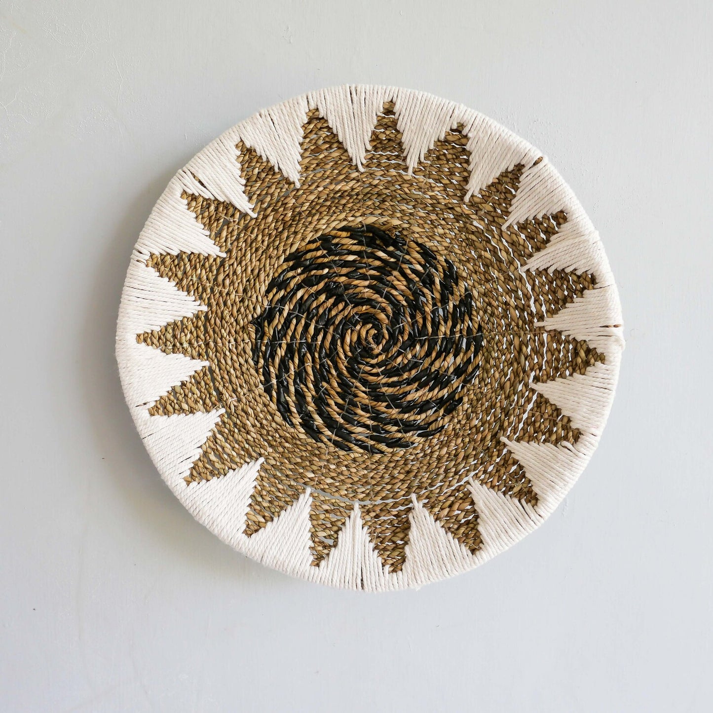 banana bark and macrame wall decor plates