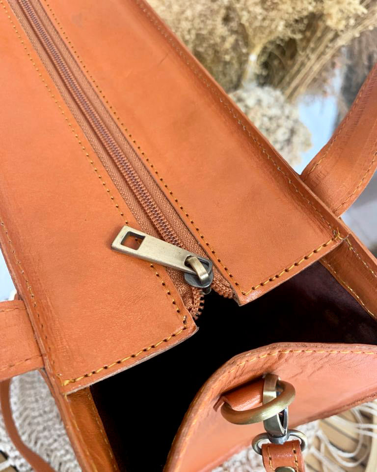 Handmade Leather Rattan Shoulder Bag