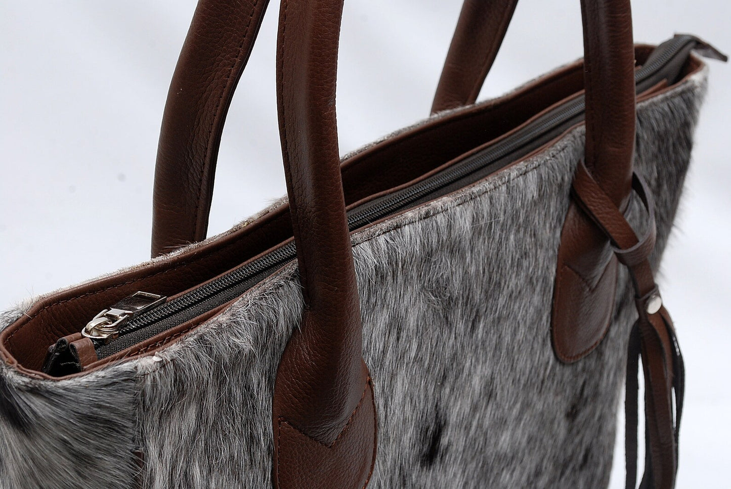 Speckled Tricolor Cowhide Tote Purse