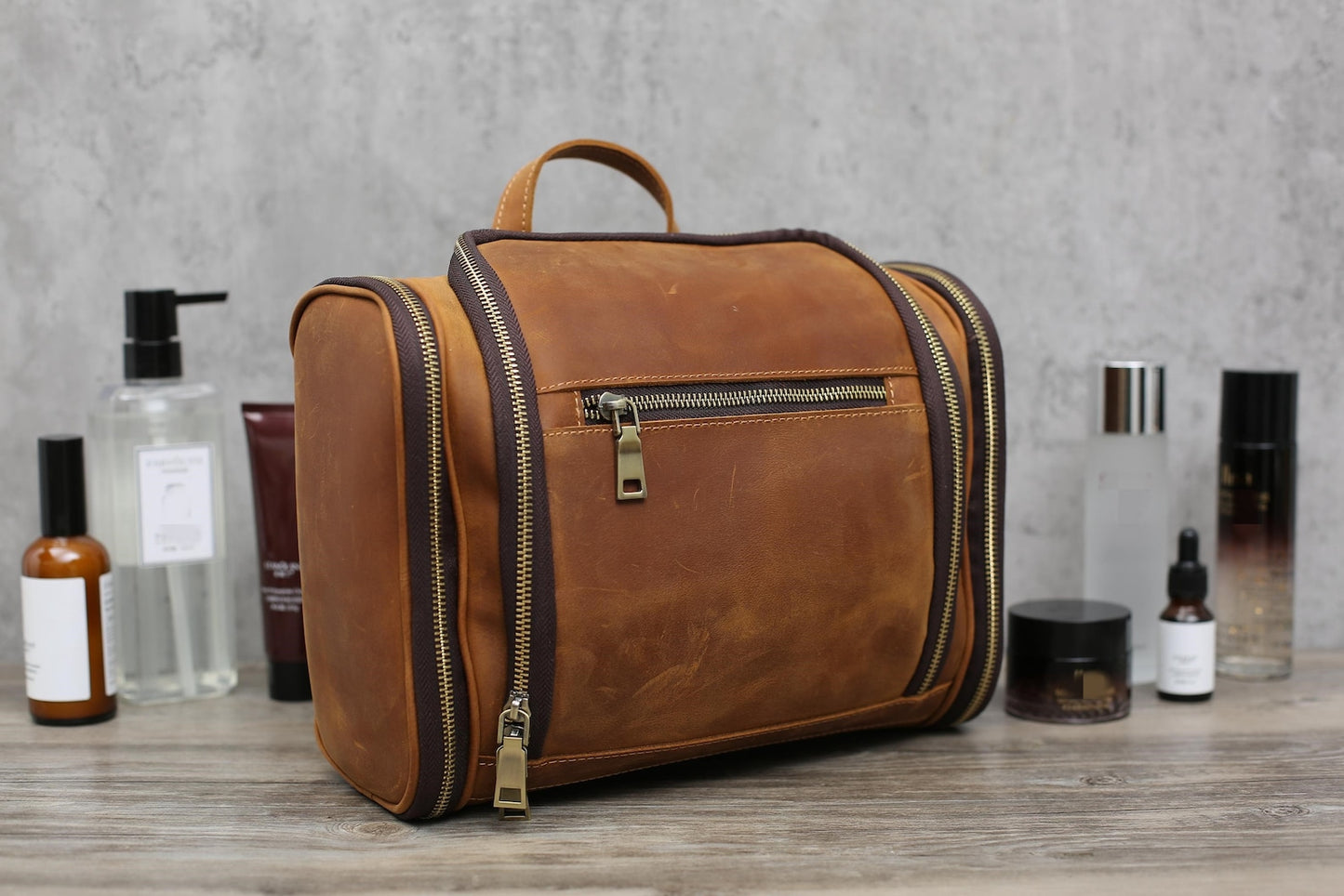 Real Leather Dopp Kit Bag