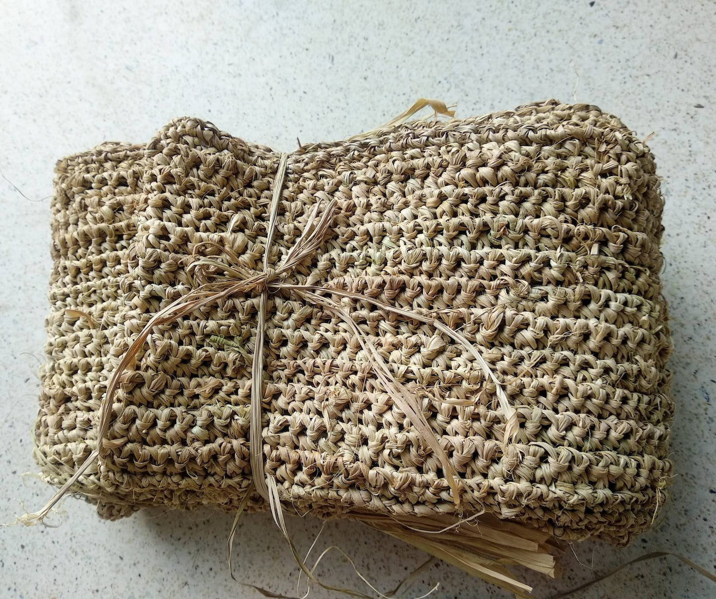 Raffia Table Runner Handmade Crochet Boho Fringe Decor