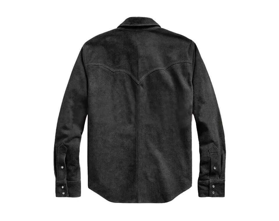 Men's Cowboy Leather Suede Trucker Jacket