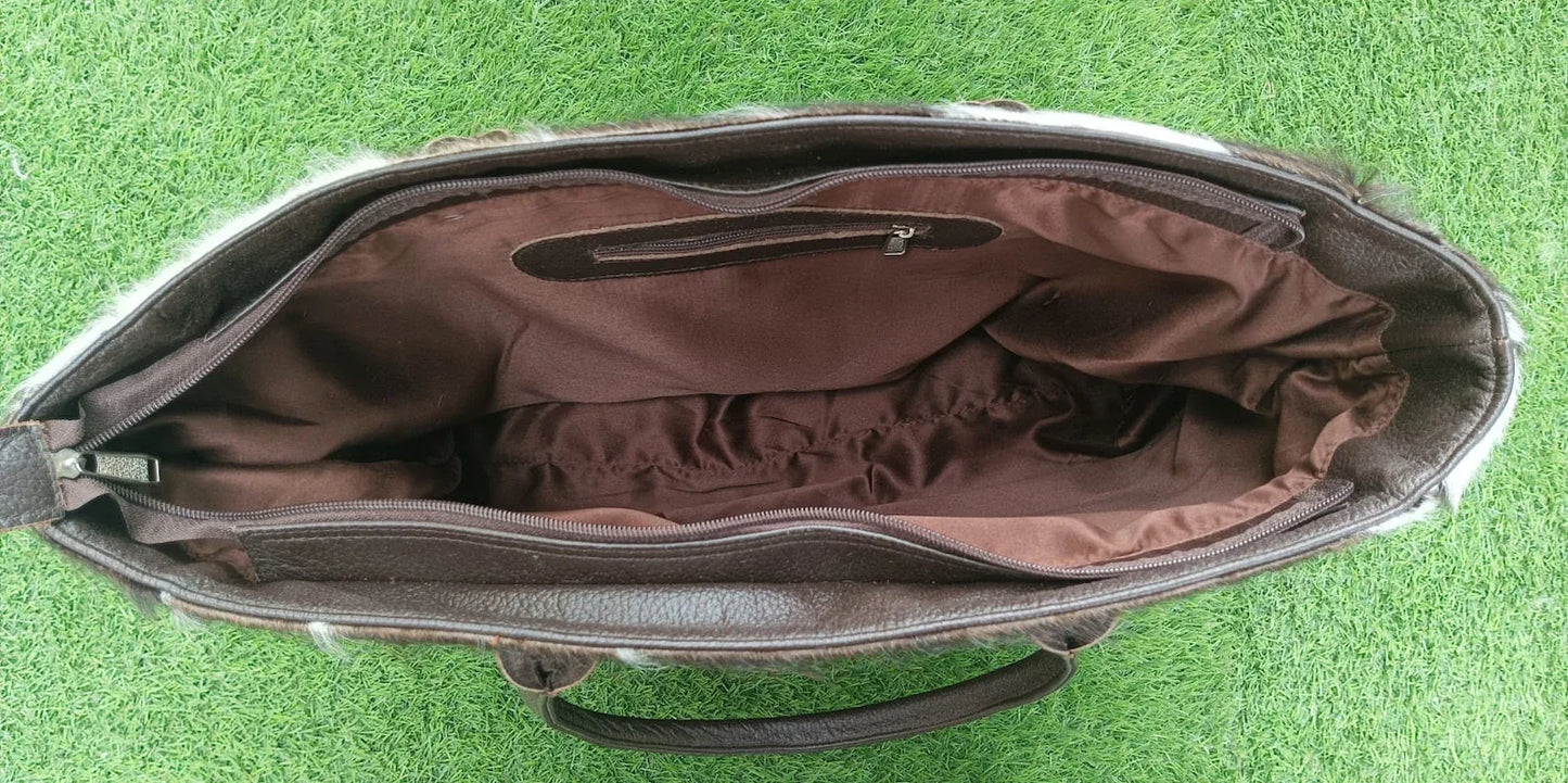 Cowhide Tote Bag Patchwork