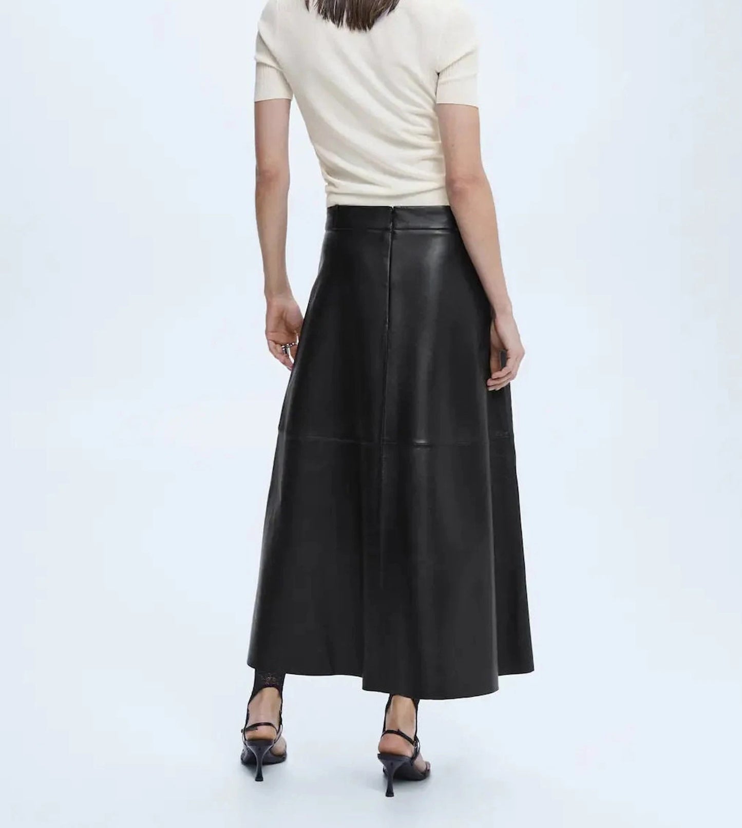 maxi real leather cocktail skirt