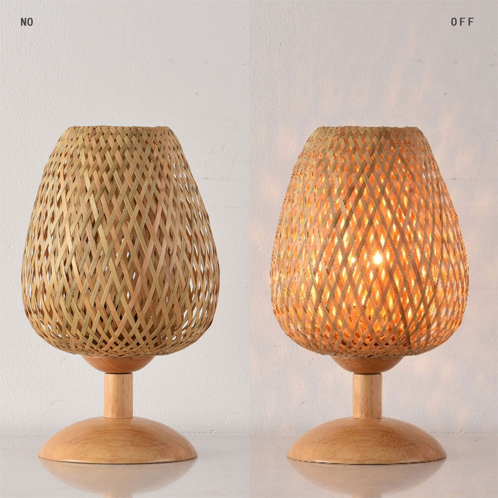 Bamboo Rattan Table Lamp for Bedroom & Side Table