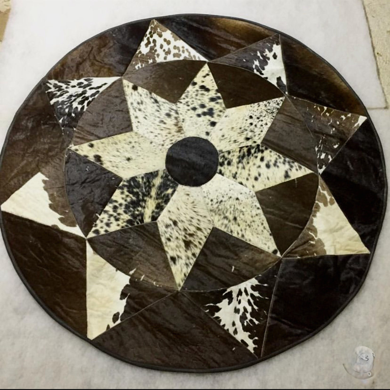 Hair On Cowhide Patchwork Round Rug