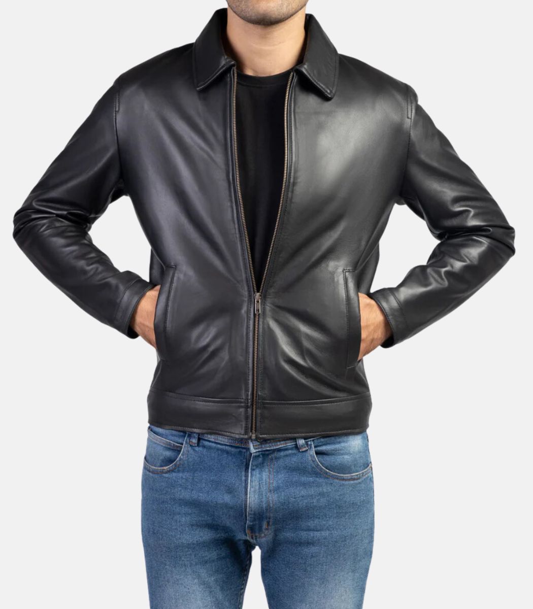 Classic real leather jacket for men