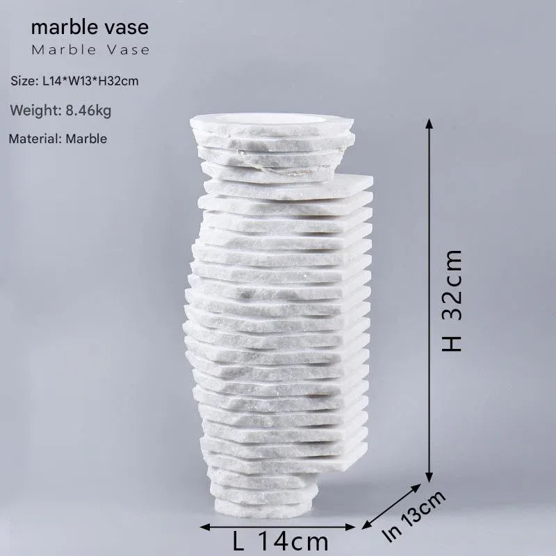 White Marble Decorative Vase Luxury Stone Centerpiece