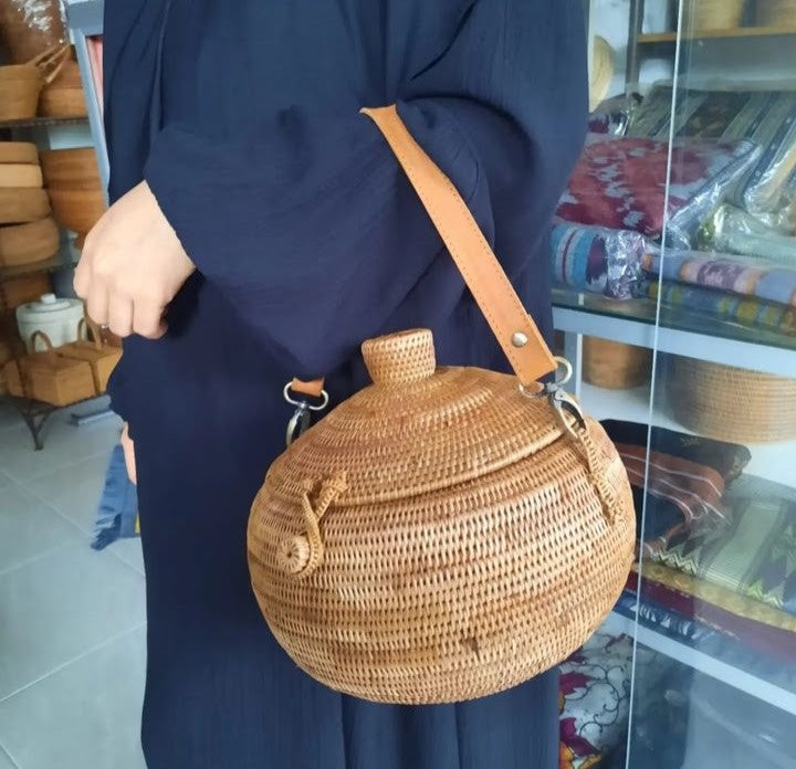 Bali Rattan Pot Bag