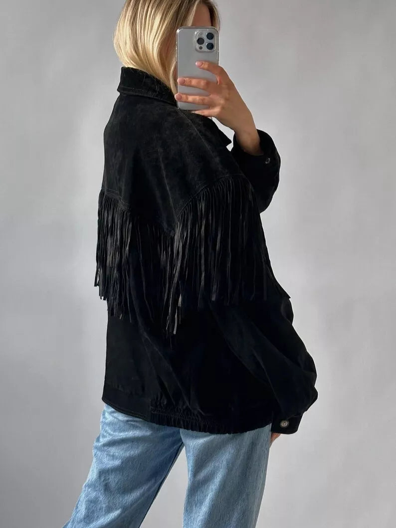 Oversized Women Suede Leather Jacket