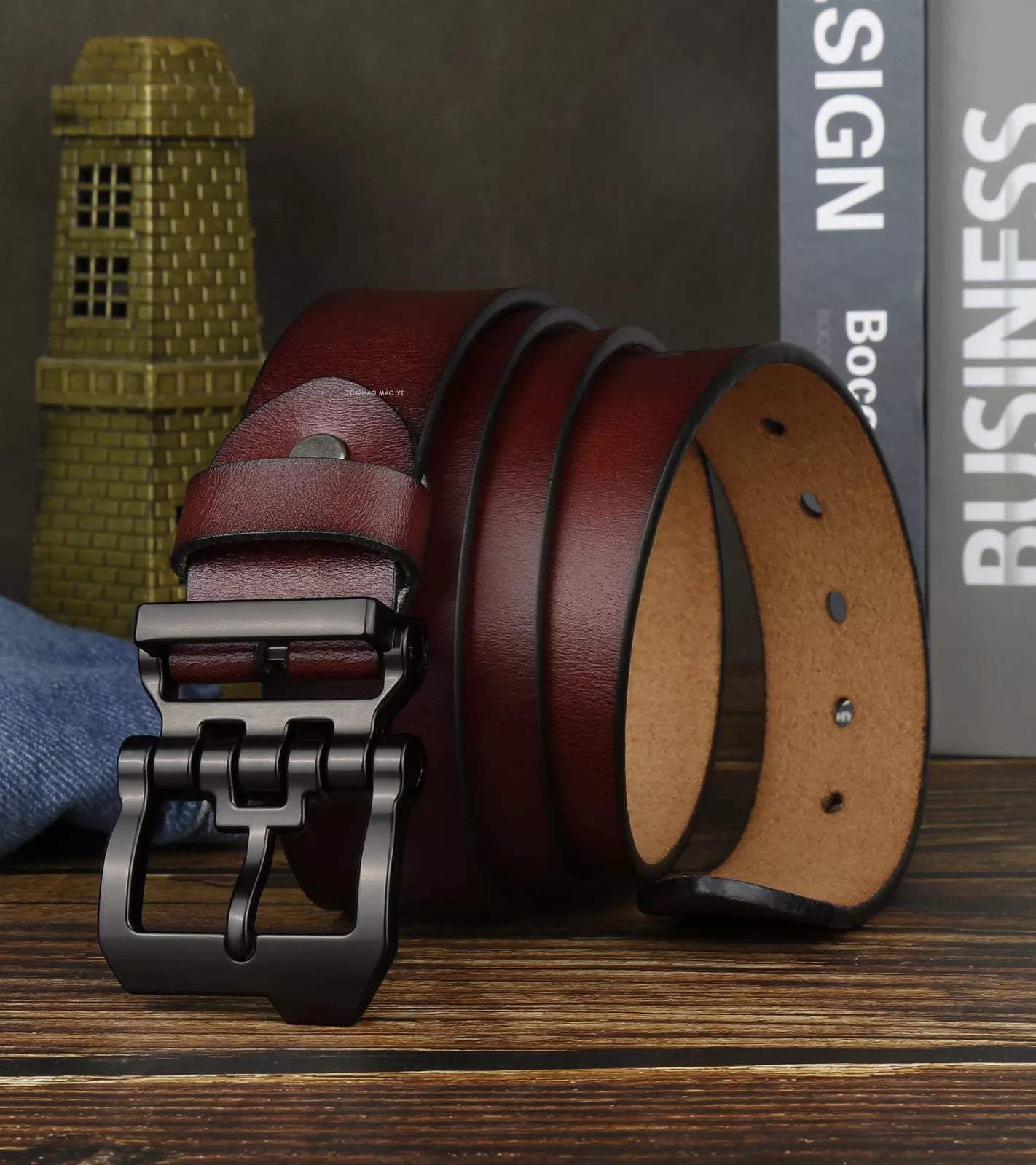 100% Real Leather Waist Belt for Jeans for Men