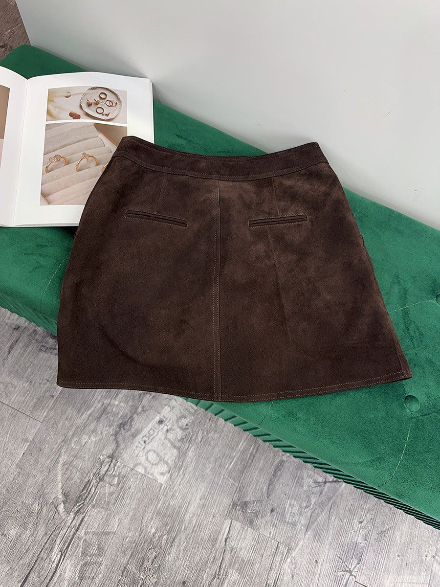 Women’s Leather Suede Mini Skirt A-Line